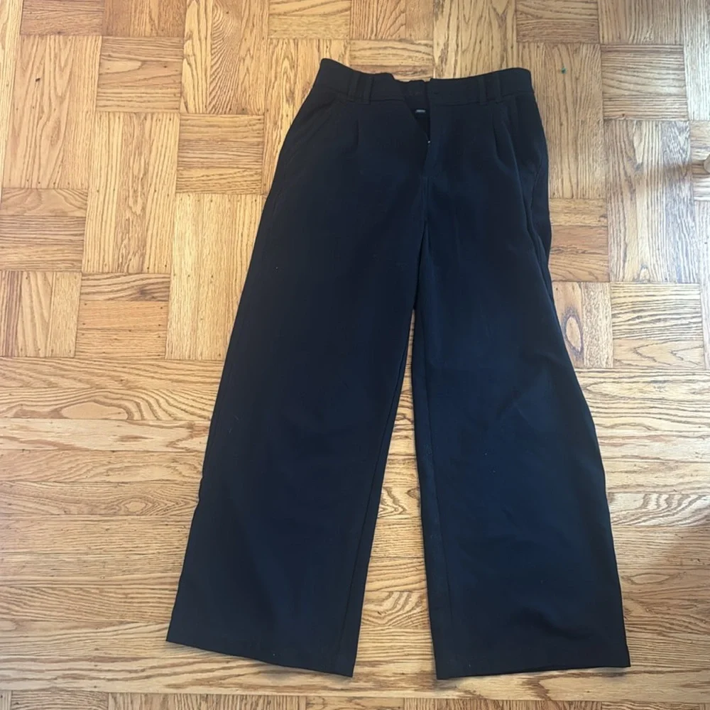 American eagle super wide leg high rise trouser pant size 8 black - Picture 3 of 5